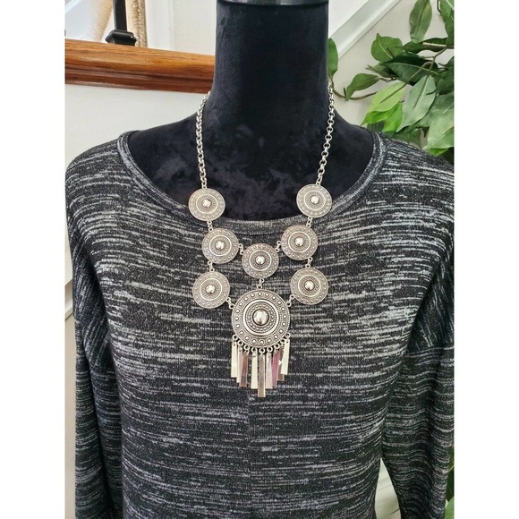 Kensie Women's Gray Polyester Round Neck Long Sleeve Knee Length Dress Size L - Picture 2 of 12